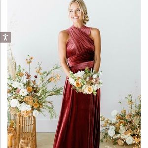 Revelry Micah Convertible Velvet Bridesmaid Dress size Small in Rust